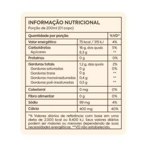 bebida vegetal aveia a atal da castanha tabela nutricional