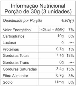 informação nutricional biscoito torta de banana