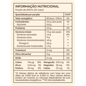 original leite de castanha tabela informação nutricional