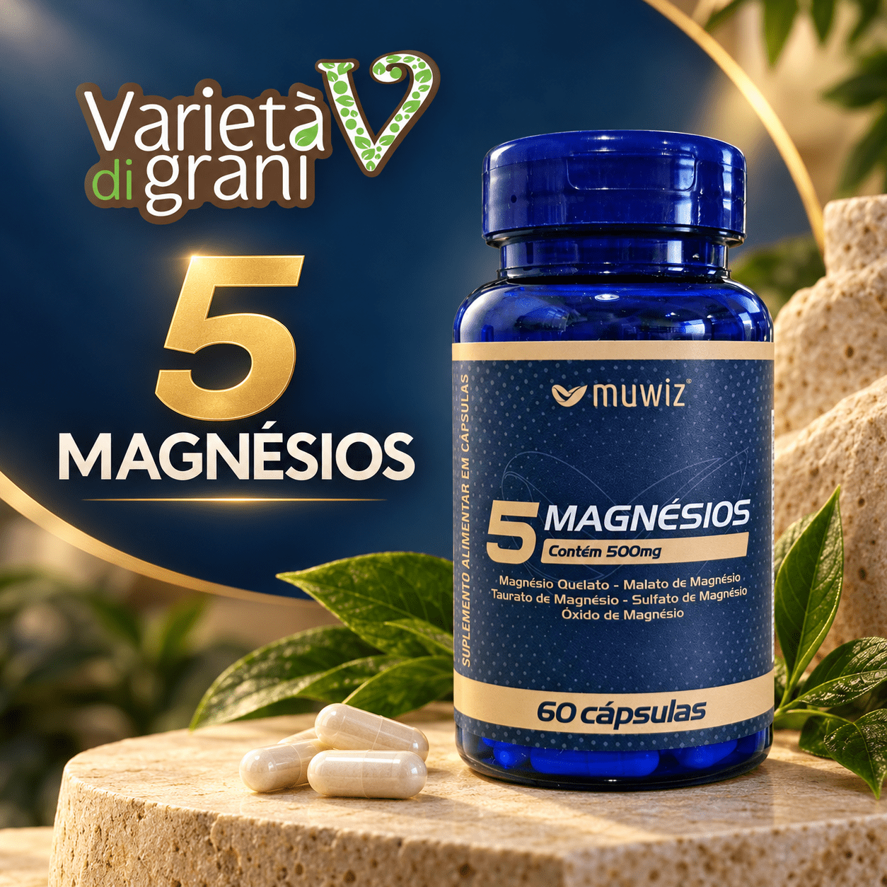 5 Magnésios Muwis 60 Cápsulas
